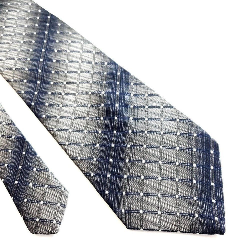 Roberto Villini Collezione‎ Gray Blue Woven Geometric Silk Tie